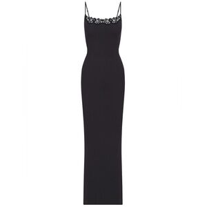 SKIMS Onyx Fits Everybody Lace Long Slip Dress